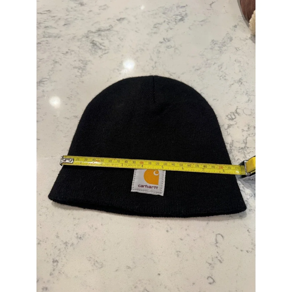 Vintage Carhartt Watch Hat Beanie Black Acrylic Logo Patch Made in USA BLK Mens